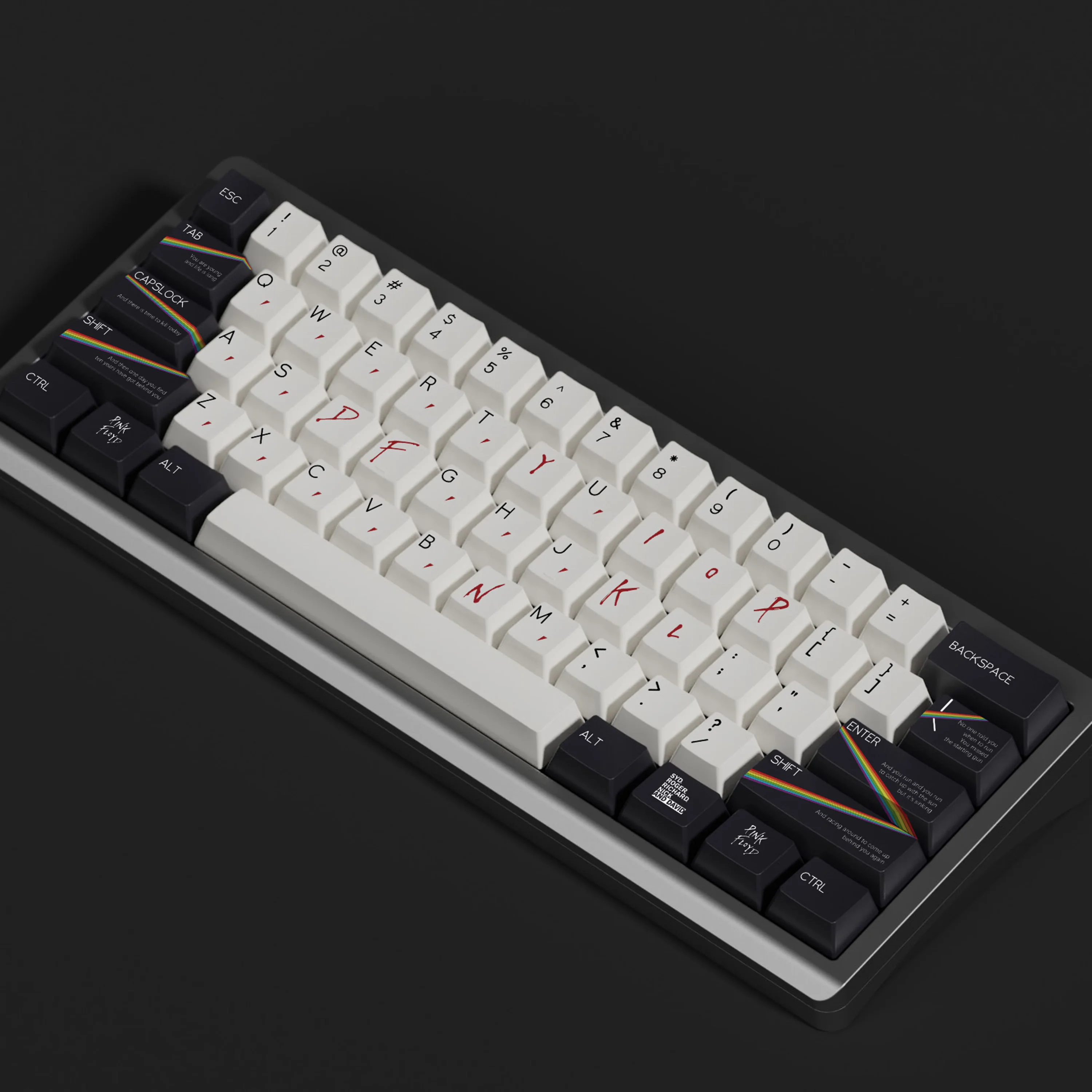 Um conjunto completo de teclas de teclado mecânico personalizadas Pink Floyd Dye-Sub Chreey Pbt, incluindo 7U compatível com ALICE