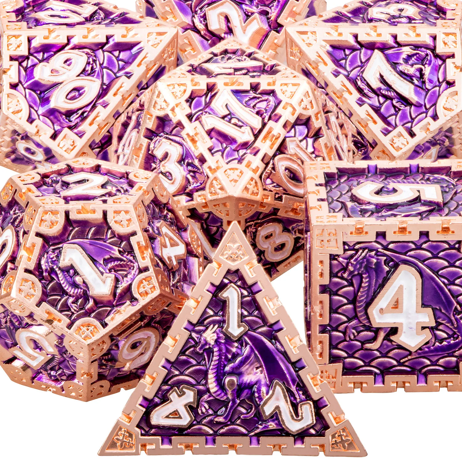 

RPG Purple Metal Polyhedral D and D 20 Sided dragon Dice Set For Dungeon and Dragon Dnd Pathfinder Tabletop Role Playing Games