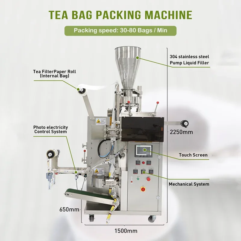 High quality automatic 2g 5g 10g small tea bag packing machine outer and inner tea bag packaging machine tea bag packer