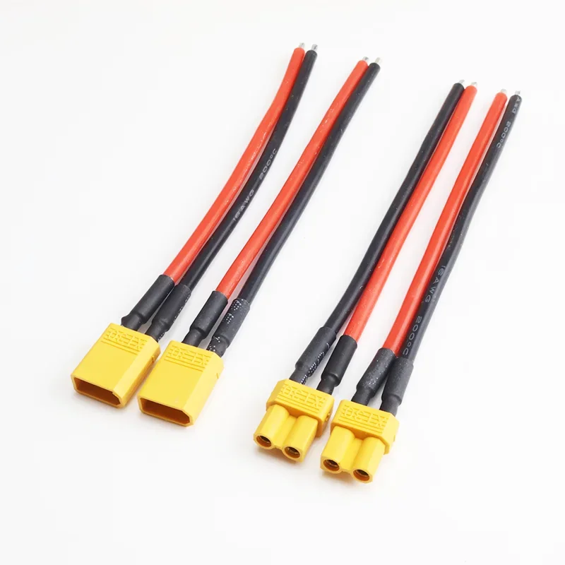 5 قطعة محول XT30 ضفيرة التوصيل ذكر/موصل سالب مع 100 مللي متر 16AWG المعلبة سلك كابل ل RC يبو بطارية FPV الطائرة بدون طيار شاحن