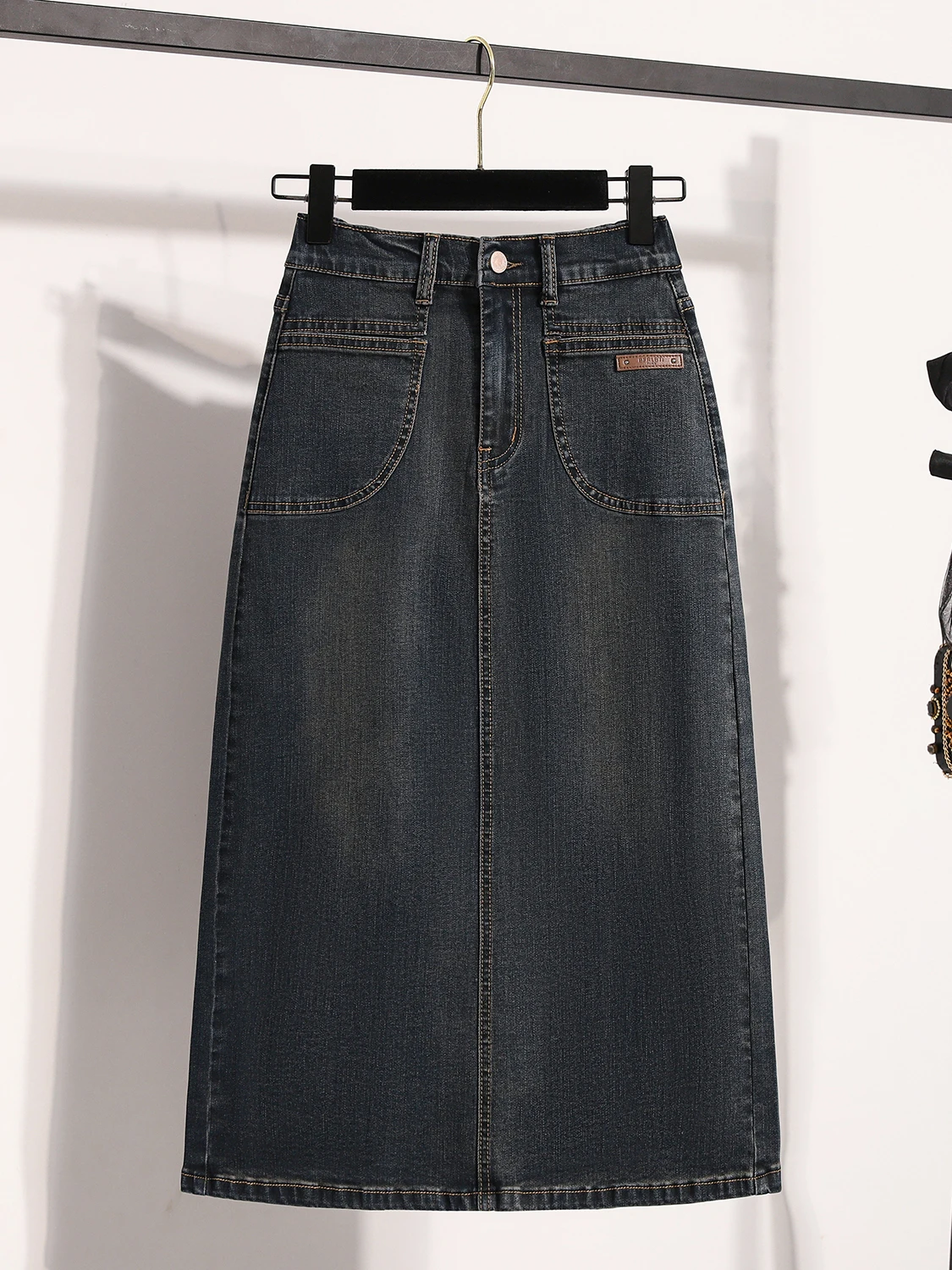 

High Waist Midi A-Line Denim Skirt for plus Size Women Spring Summer Vintage Cover Hip Split Casual Korean Sle Skirts