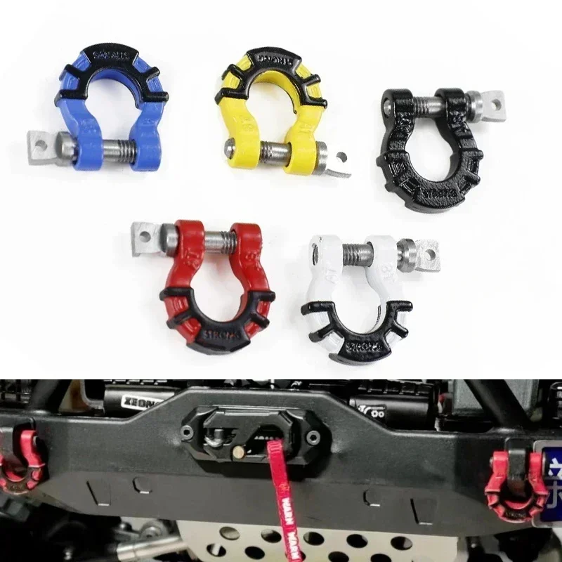 

2 шт. металлический бампер D-образное кольцо, красный буксирный крюк, спасательный крюк прицепа для 1/10 RC гусеничного автомобиля Trxs TRX4 Axial SCX10, обновленные детали