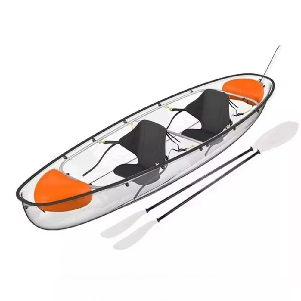 Lightweight Clear Canoe Kayak With Paddles Stable Transparent Polycarbonate Rowing Boats for Beginners