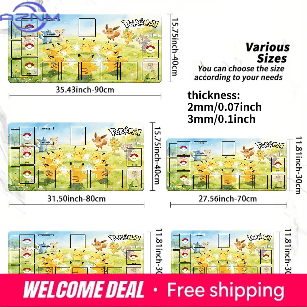 

Игровой коврик для карточных игр Pokemon TCG: Пикачу и Семья на Лугу, большой, нескользящий, для коллекционных карточных игр, различные размеры