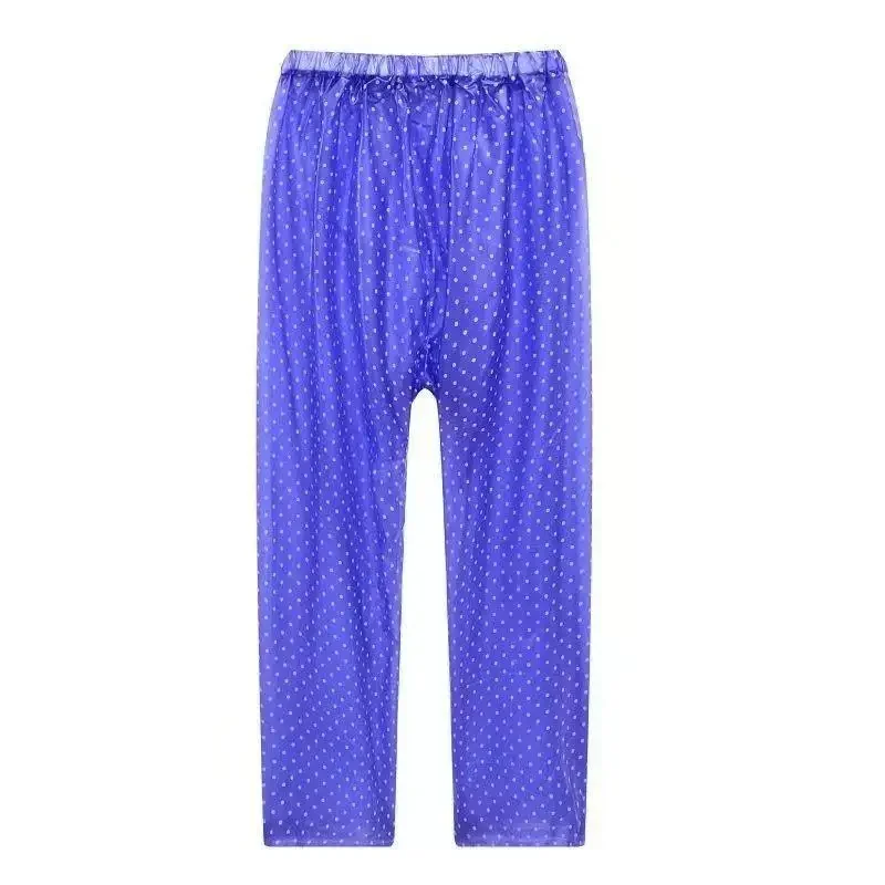 Clear Purple Dot PoTransparent PVC Trousers Waterproof Pants Loosen Easy Drop Off