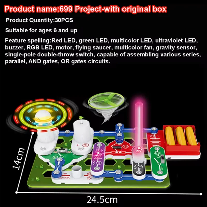 Boys STEM Building Block Set Electronic Science Physics Tech Experiment Model Educational Playset Birthday Gift for Kids