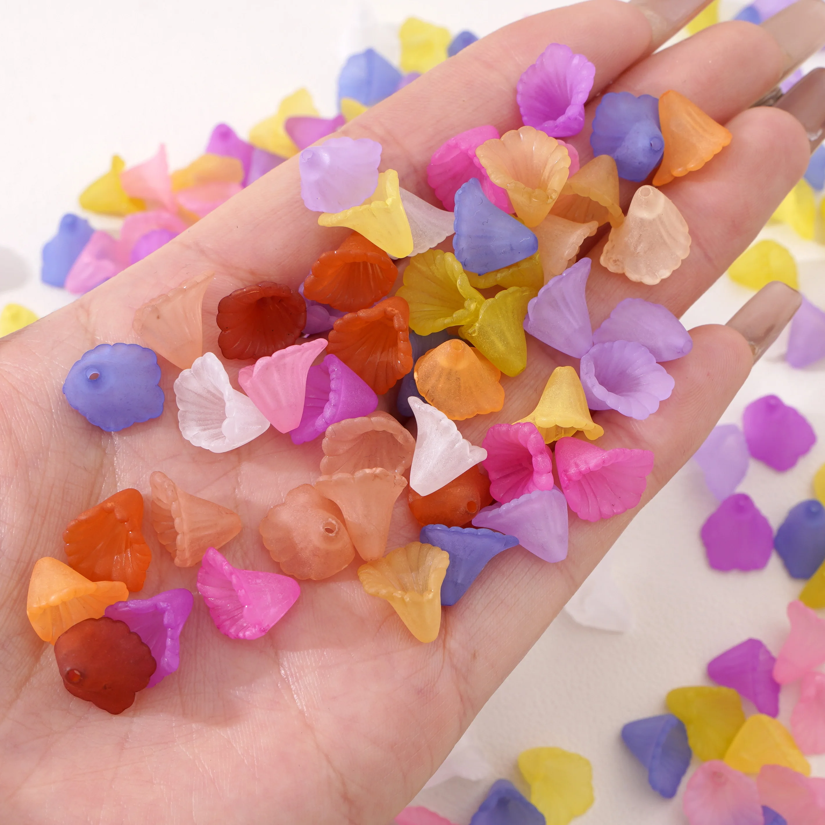 20/50pcs Colorful Frosted Acrylic Horseshoe Lotus Beads 8.5x12mm Acrylic Craft Bracelet DIY Beads For Jewelry Making Accessories