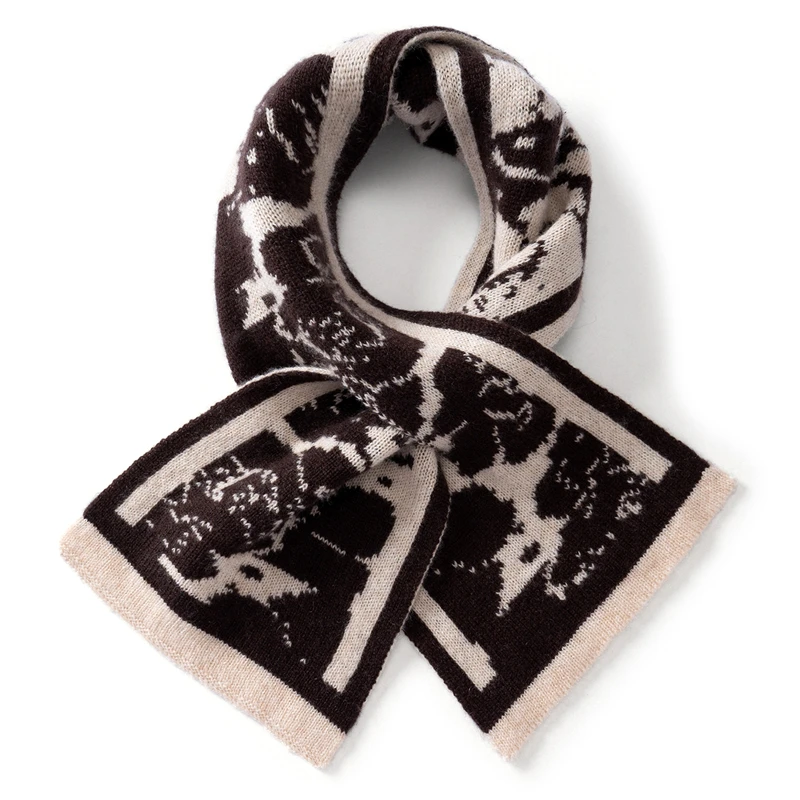 

100% Cashmere knitted Scarf Soft Warm Spring Autumn Winter Cashmere Scarf with Camellia Pattern Comfort Fashion Women's Scarf