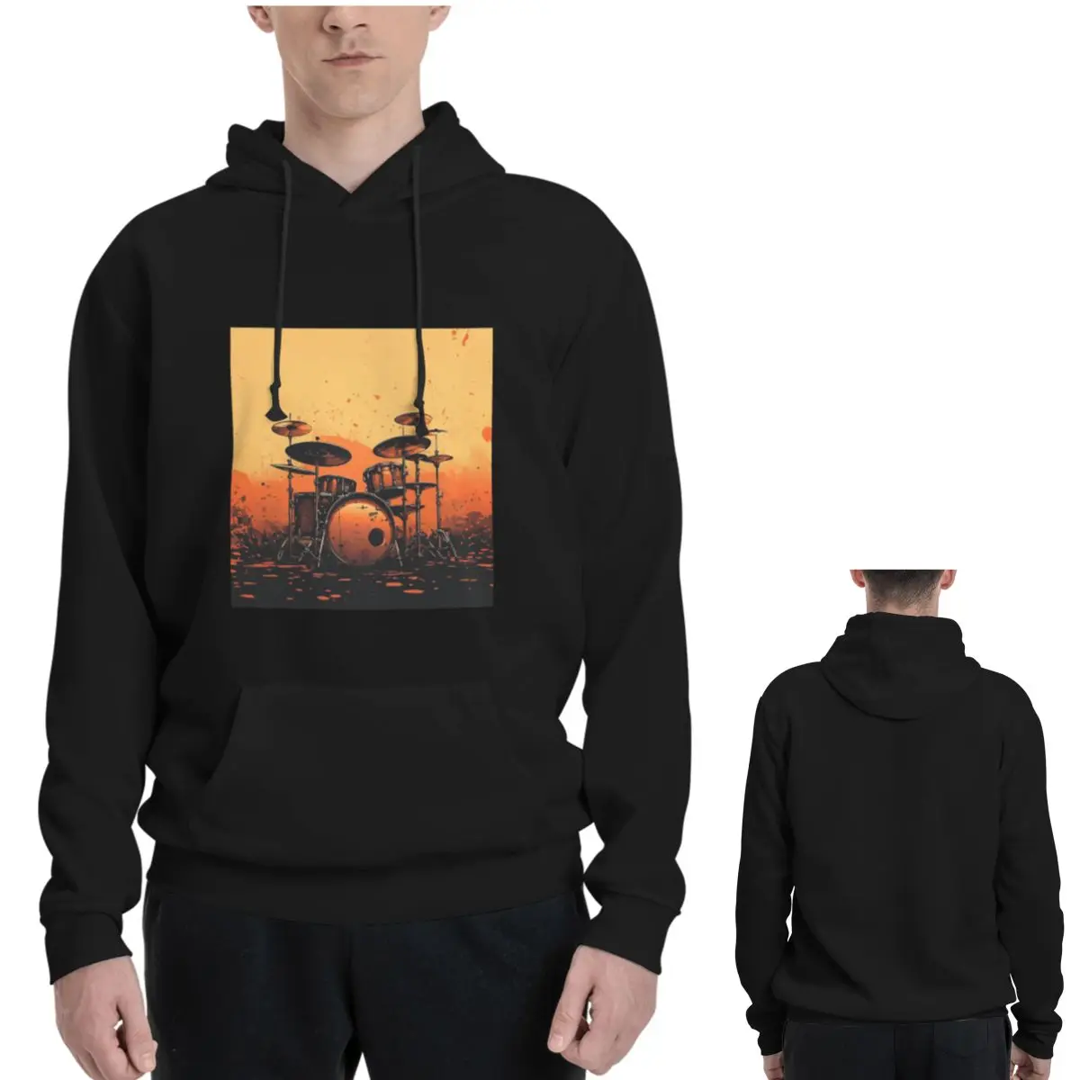 Colorful Drum Dynamic Rhythm In Ink Splash Hoodies Unisex Casual Pullover Sweatshirt Long Sleeve Streetwear Autumn Winter