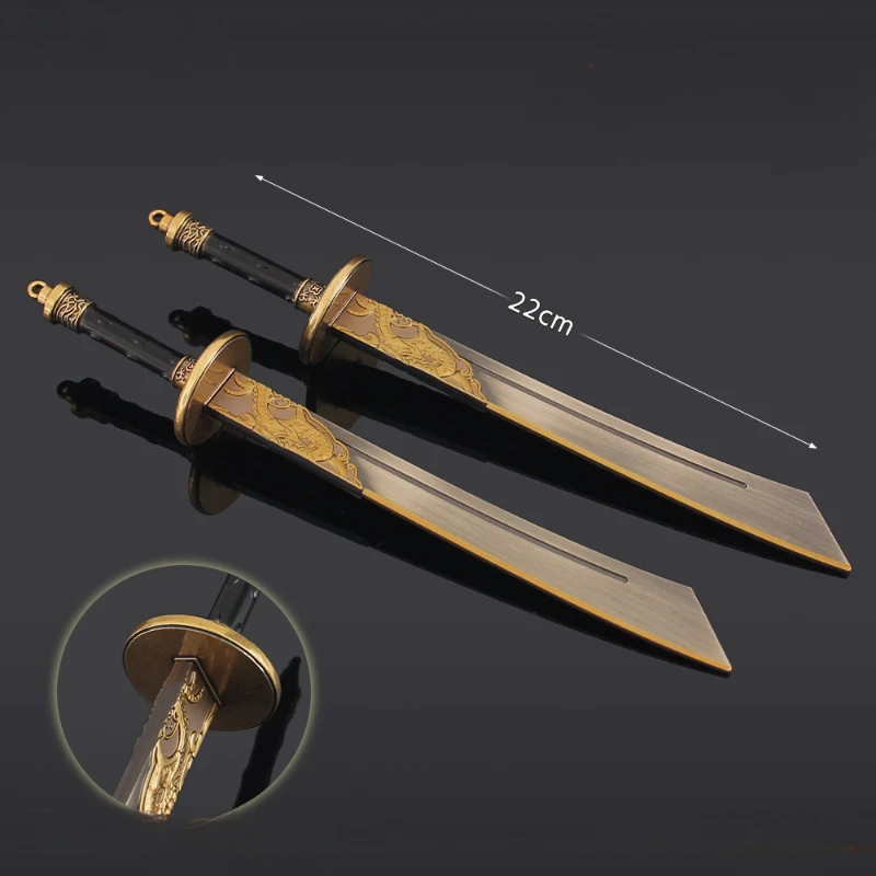 22cm/8.66in onde ventos conhecem armas de espada antiga sem concurso faca dupla modelo liga brinquedo espada decoração coleção metal menino