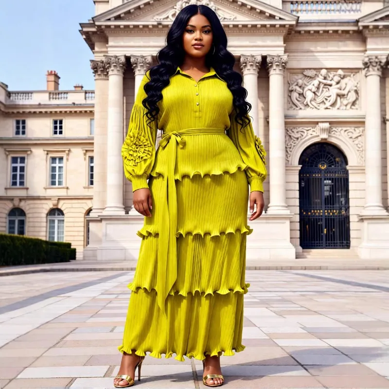 

Европейское женское платье больших размеров Miyake, новая мода, плиссированные элегантные плиссированные длинные простые свободные эластичные женские платья на Ближнем Востоке