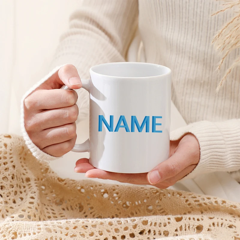 

Simple Personalized Name White Mug with Handle Reusable Coffee Cup New Milk Mugs Drink Tool Wedding Birthday Party Custom Gift