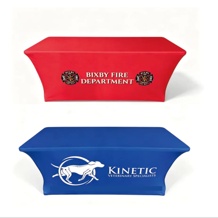 Exhibition Custom Spandex Tablecloths Logos Fitted Stretch Table Covers  Booths Personalized Vendor Event Product Displays