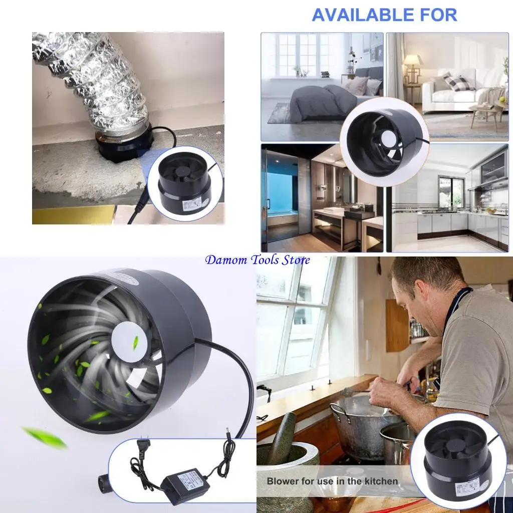 57BE Adjustable Speed Inline Duct Fan 110-100mm Ventilation Exhaust Boosters Quiet Fan