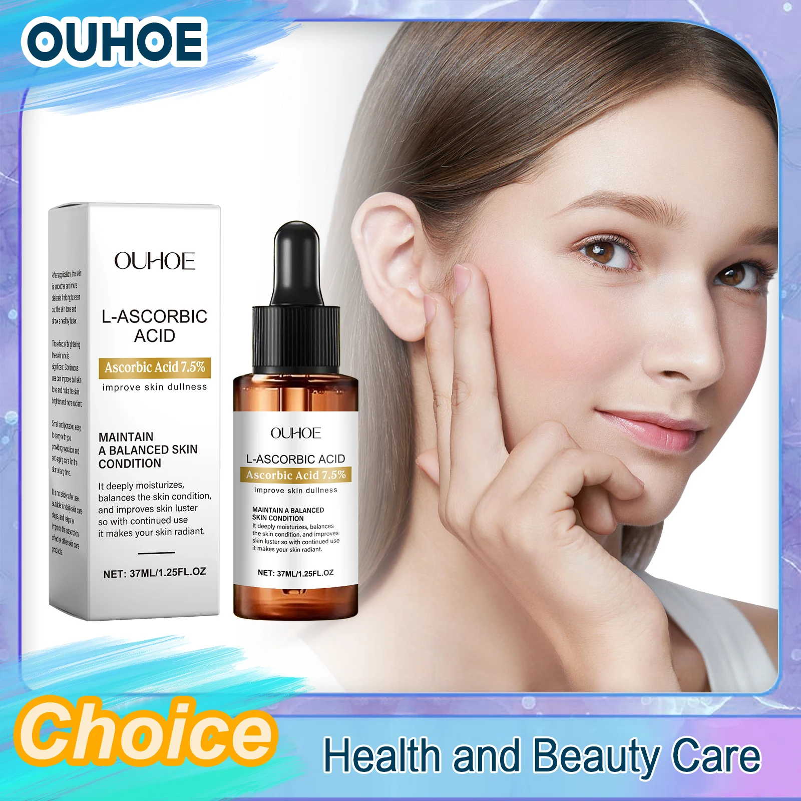 OUHOE Ascorbic Acid Serum Fine Lines Wrinkles Removal Shrink Pores Moisturizing Tighten Oil-Controlling Whitening Facial Essence