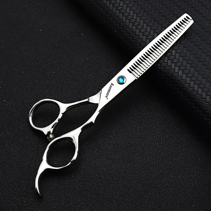AXEMOORE silver Japan 440c 6 inch stainless steel cutting scissors professional hairdresser scissors hair scissors