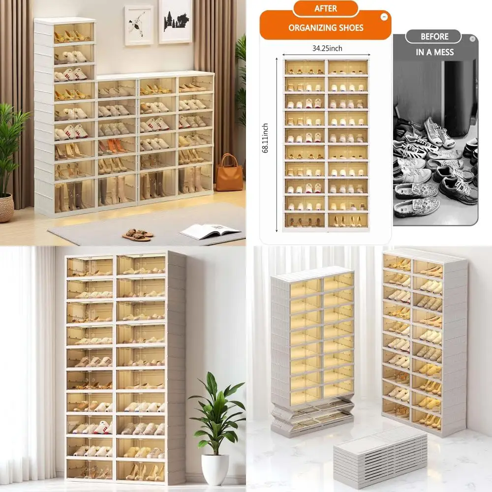 

Дверной 10-уровневый органайзер для обуви, складной шкаф для хранения на 40 пар, пластиковые штабелируемые полки для домашнего использования