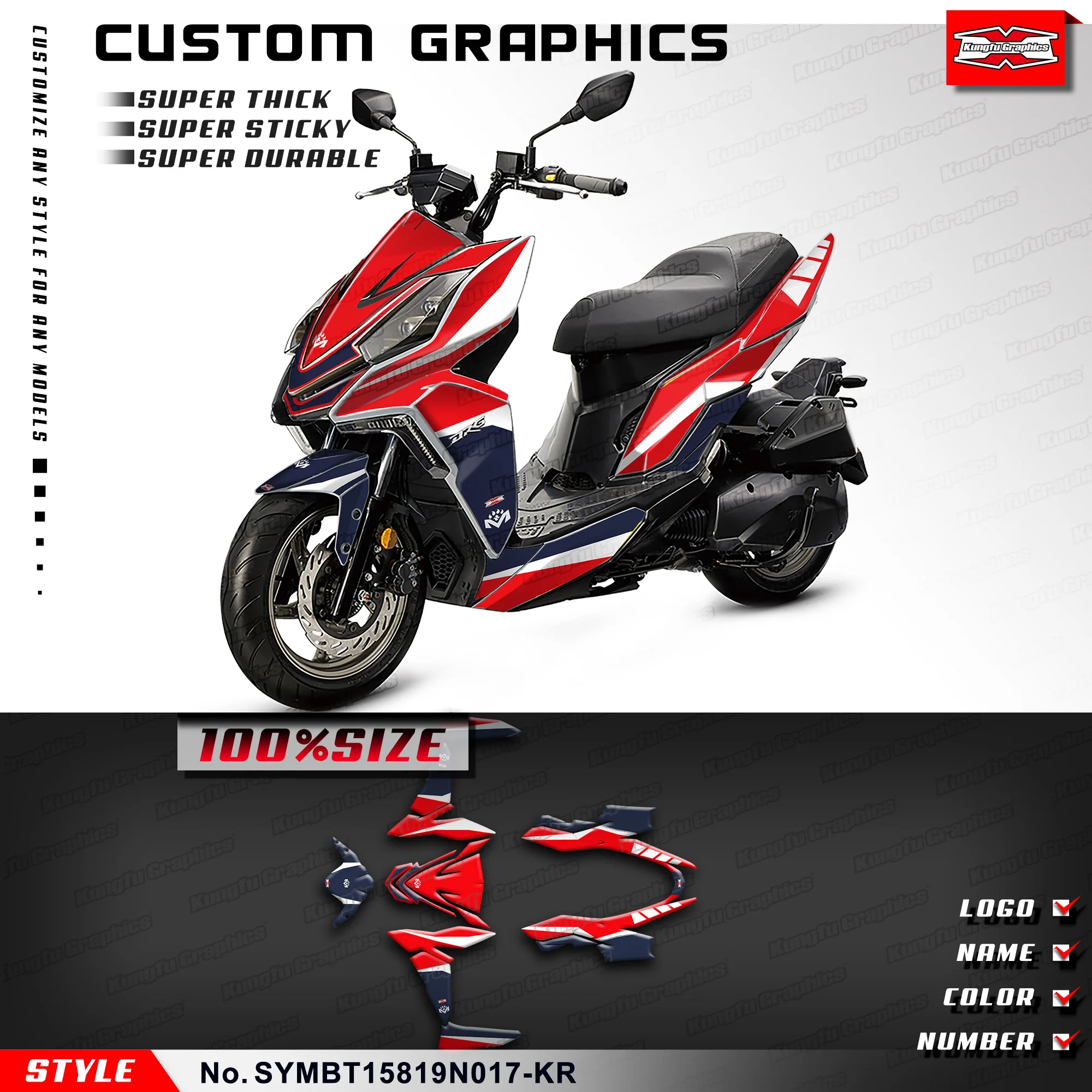 KUNGFU GRAPHICS Restyled Décor Vinyl Wrap Kit for SYM DRG BT158 BT 158 2019 2020, SYMBT15819N017-KR