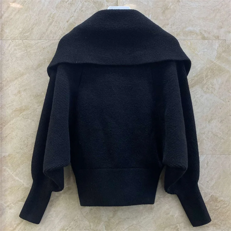 Cardigan for women 2026 Spring new elastic knitted lapel long sleeved top irregular cross Knitwear Women's sweater women's coat