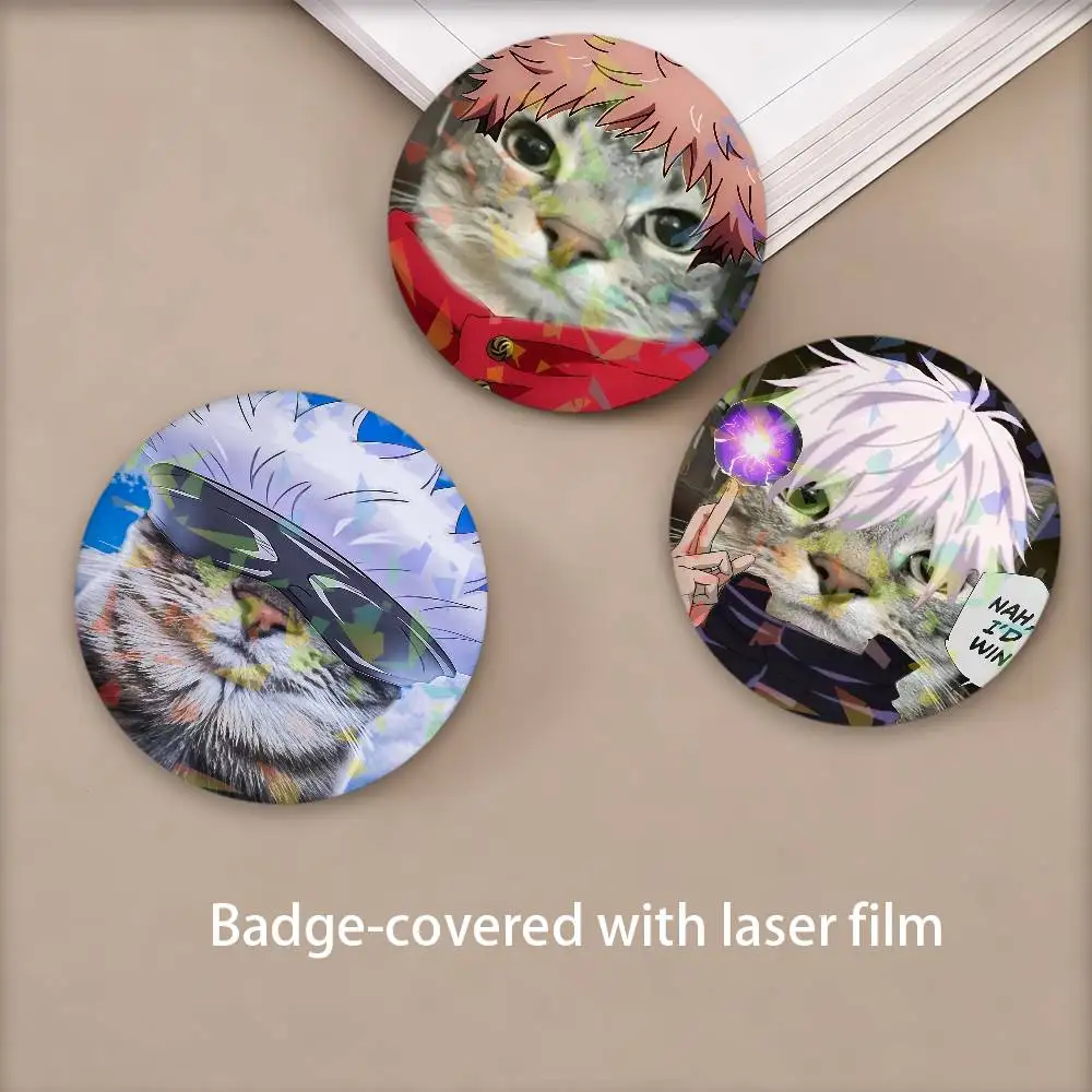 Funny Cat Cos Satoru Gojo Pins Lapel Birthday Brooch Gift Backpack Clothes Accessory Decoration Badge Set Glass Shine