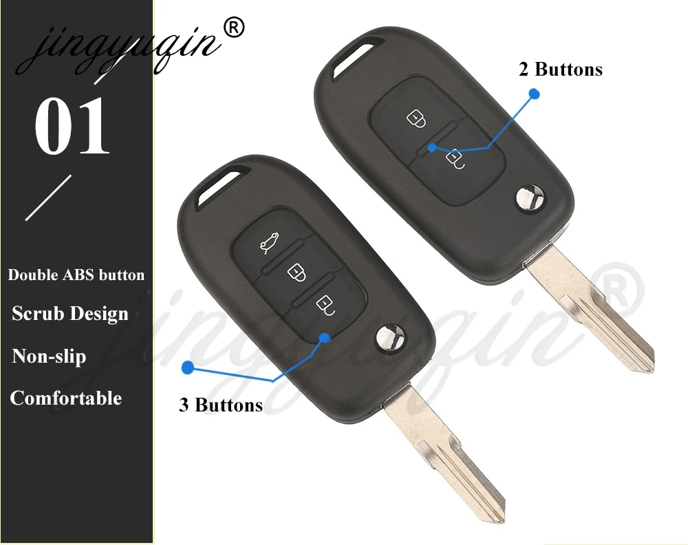 jingyuqin 2/3 Tasten VA2/VAC102 Klappbarer Autoschlüssel-Gehäuse für Renault Logan Duster Sandero Oroch ohne PCB-Gehäuse Ersatz – Detail 6