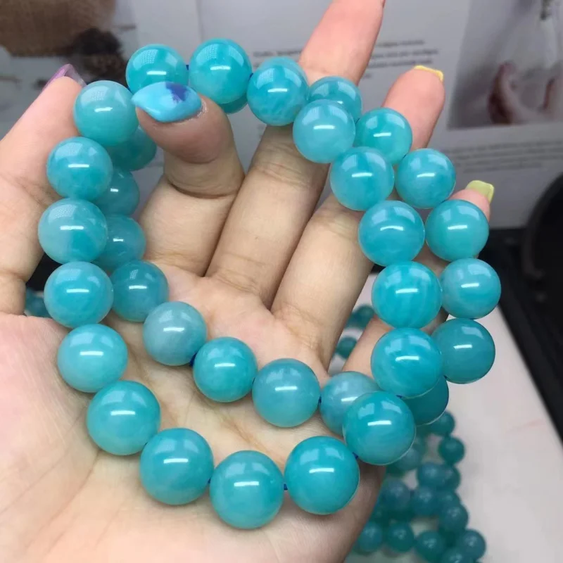 Natural Xinjiang Amazonite Single Circle Amazon Stone Bracelet Female Bright Color Home Wholesale