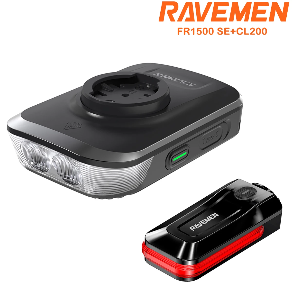 Image of RAVEMEN FR1500 SE+CL200 Fahrradlicht-Set Fahrrad-Scheinwerfer für Garmin Wahoo IGPSPORT GPS Rücklicht Vorder- und Rücklicht Wiederaufladbar