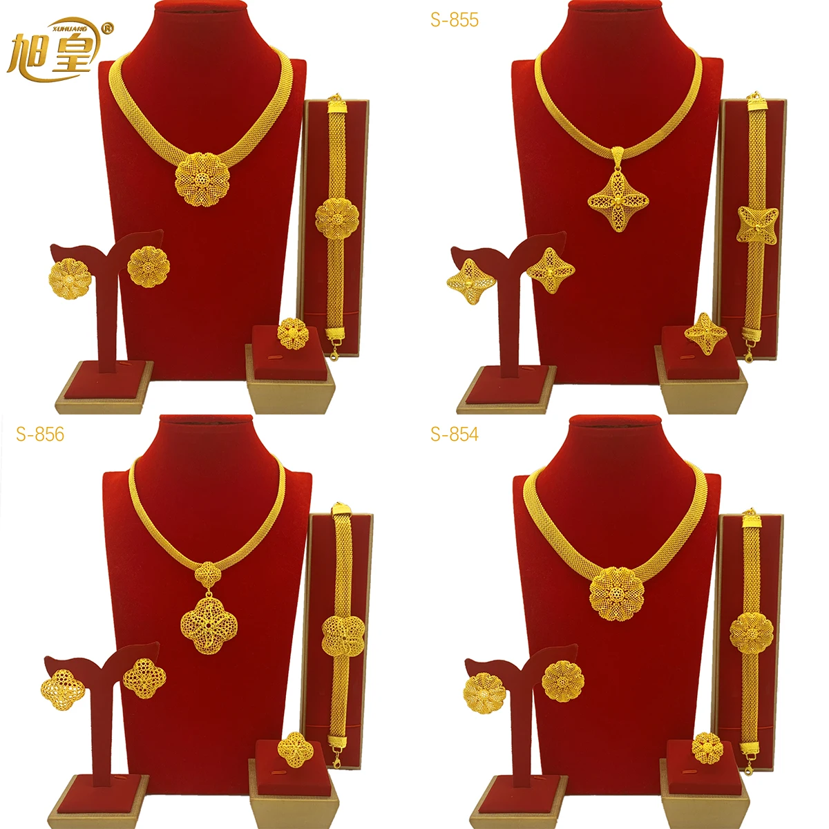 ANIID Dubai Ethiopian 24K Gold Color Jewelry Set Wedding For Women Big Pendant Necklace Sets African Bridal Choker Wholesale