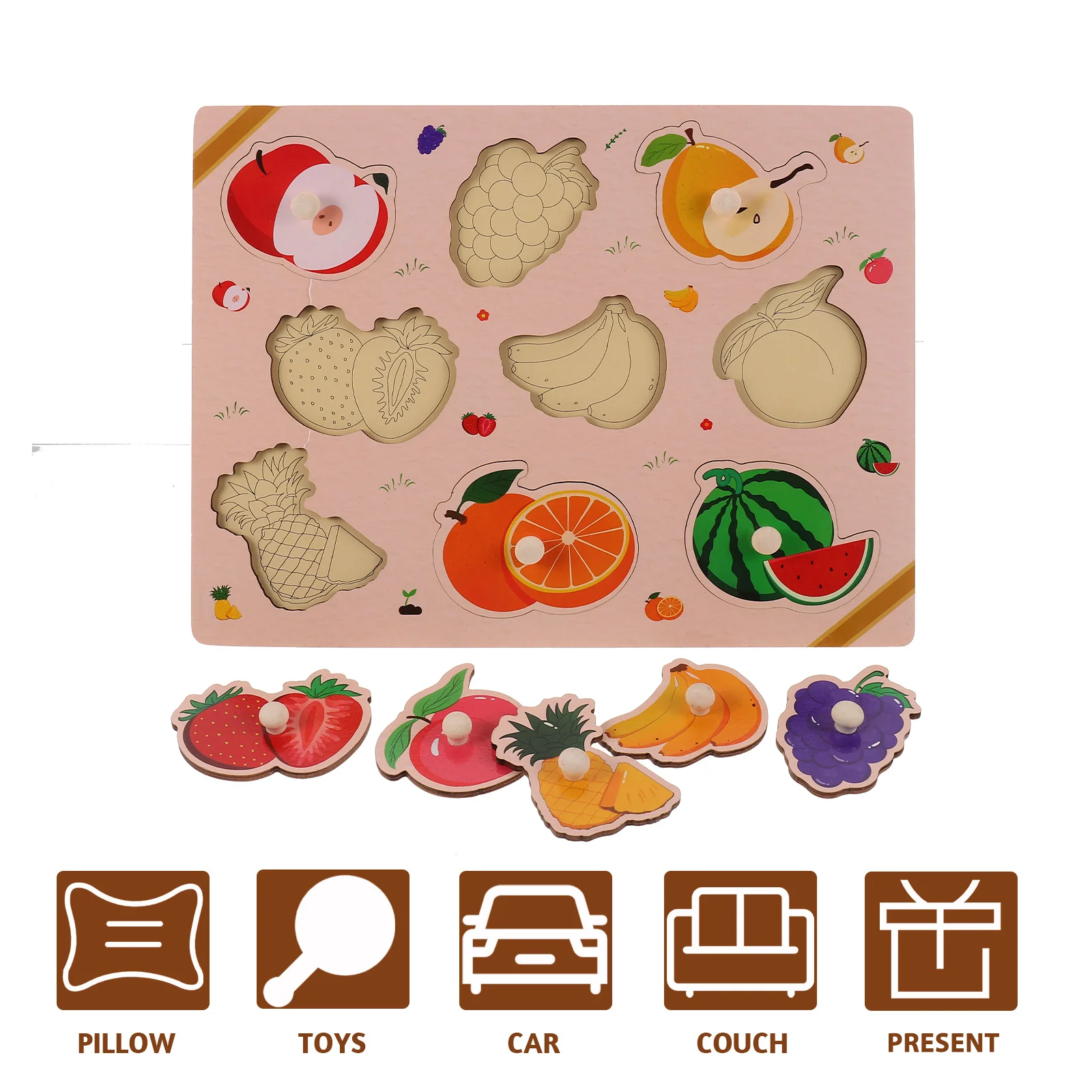 مجموعة واحدة من ألغاز مطابقة الأشكال الفاكهية للأطفال الخشبية تعلم للأطفال الصغار من عمر 3 إلى 9 سنوات مهارات حركية دقيقة لمرحلة ما قبل المدرسة خشبية تعليمية
