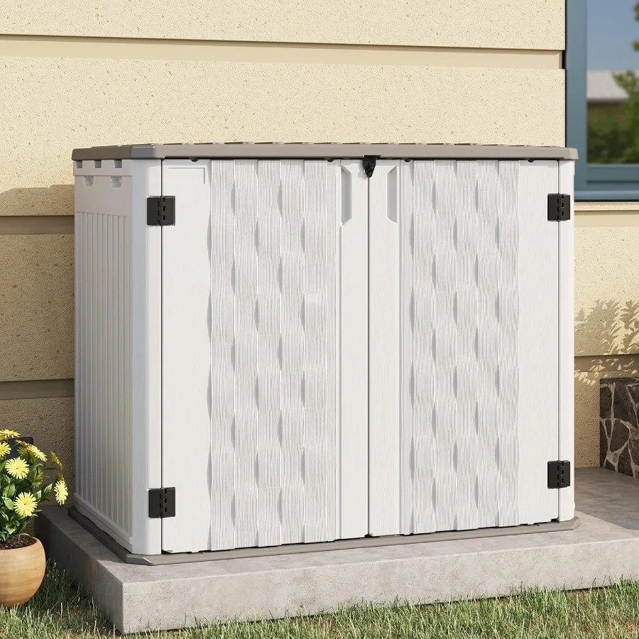 34 Cu.Ft Resin Storage Shed for Outdoor Horizontal Use, White, Weather-Resistant and Lockable