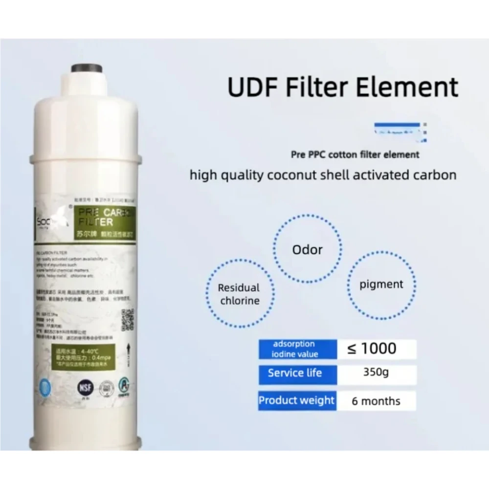 Waternoble 10 Inch Quick Connect Water Filter Inline Coconut Shell Carbon Cartridge for Reverse Osmosis & Ultrafiltration System