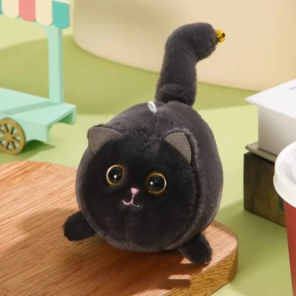 Plushies Wind-up ของเล่นตุ๊กตาแมวจําลองลูกแมวตุ๊กตาพวงกุญแจกระเป๋าเป้สะพายหลังจี้ Decompression ของเล่น Shakes หางตุ๊กตา