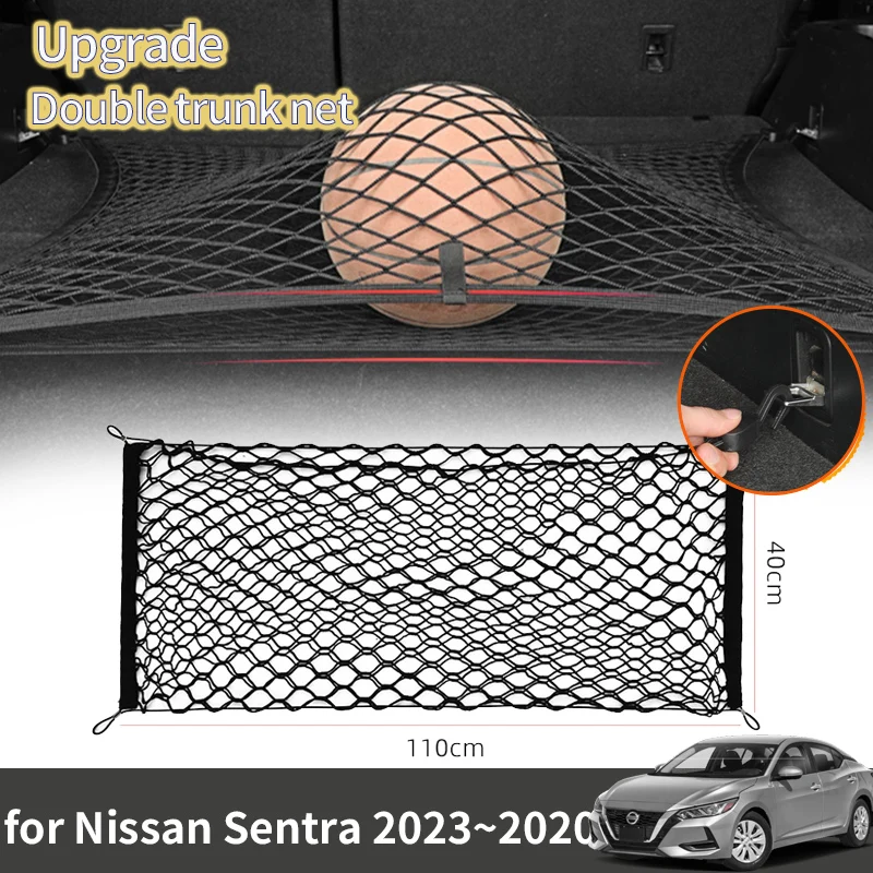 For Nissan Sentra Sylphy B18 2023 2022 2021 2020 7 VII Accessories Boot Trunk Net Elastic Upgraded Double Storage Organizer Auto