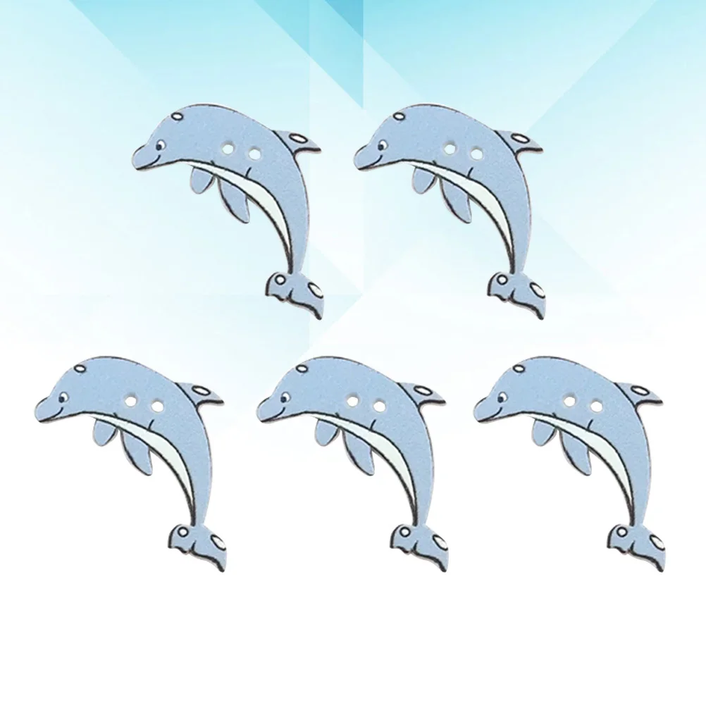 

50Pcs Natural Wooden Buttons Dolphin Design Two Holes Fine Edged DIY Sewing Scrapbooking Craft Supplies Wooden Buttons