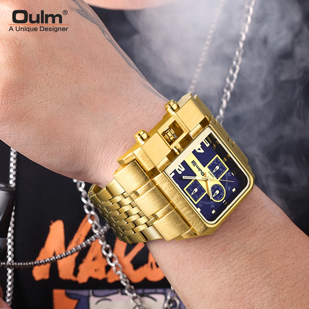 

Oulm 3364 Luxury Brand Watch Stainless Steel Male Quartz Clock Auto Date Unique Military Men's Wristwatches Relogio Masculino