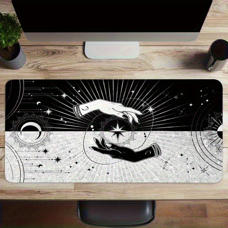 Celestial Hands Mystical Yin Yang Desk Mat Extra Large Non-Slip Mouse Pad Stitched Edges Office Home