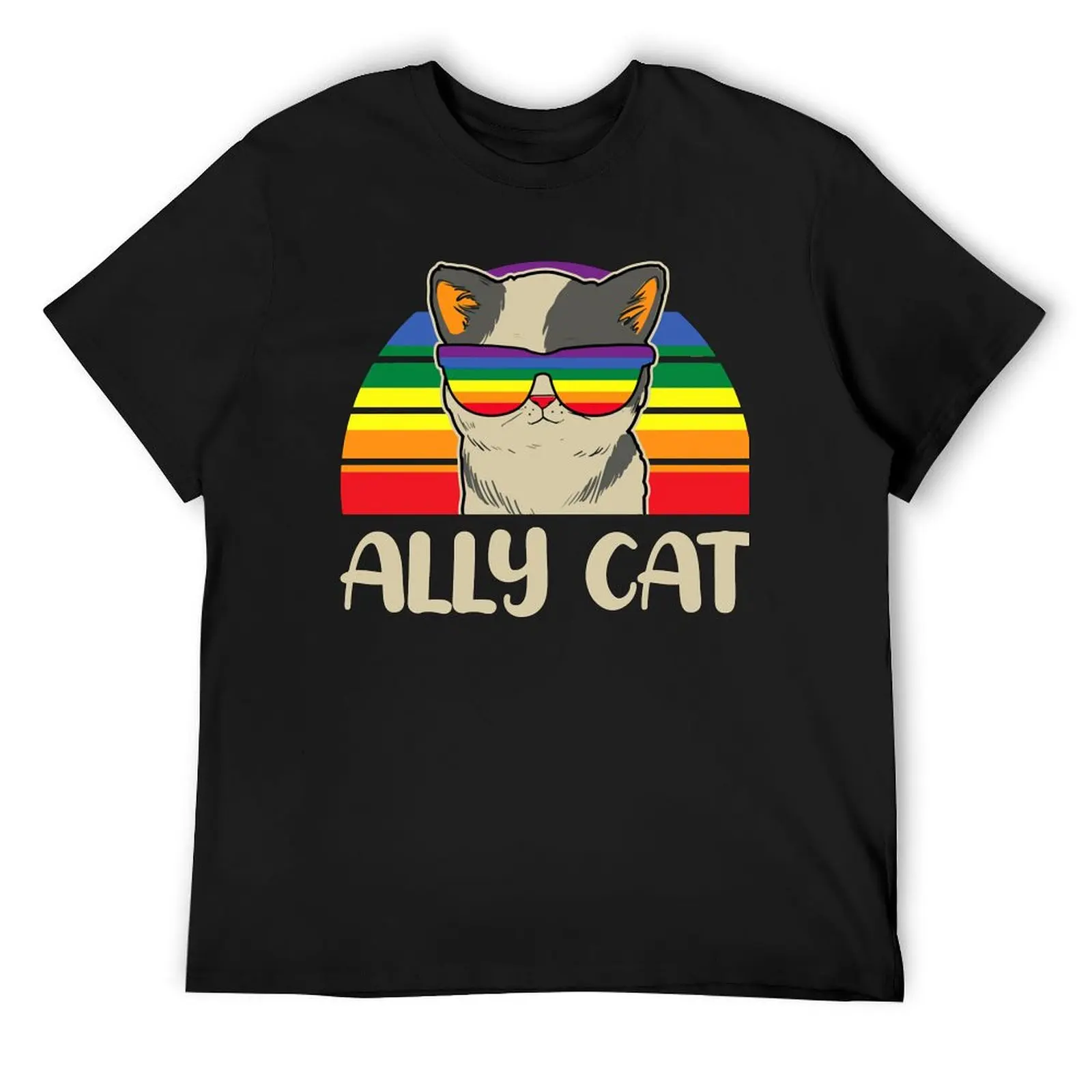 Pride Allyship Cat T-Shirt tees tops man t shirt vintage t shirt men