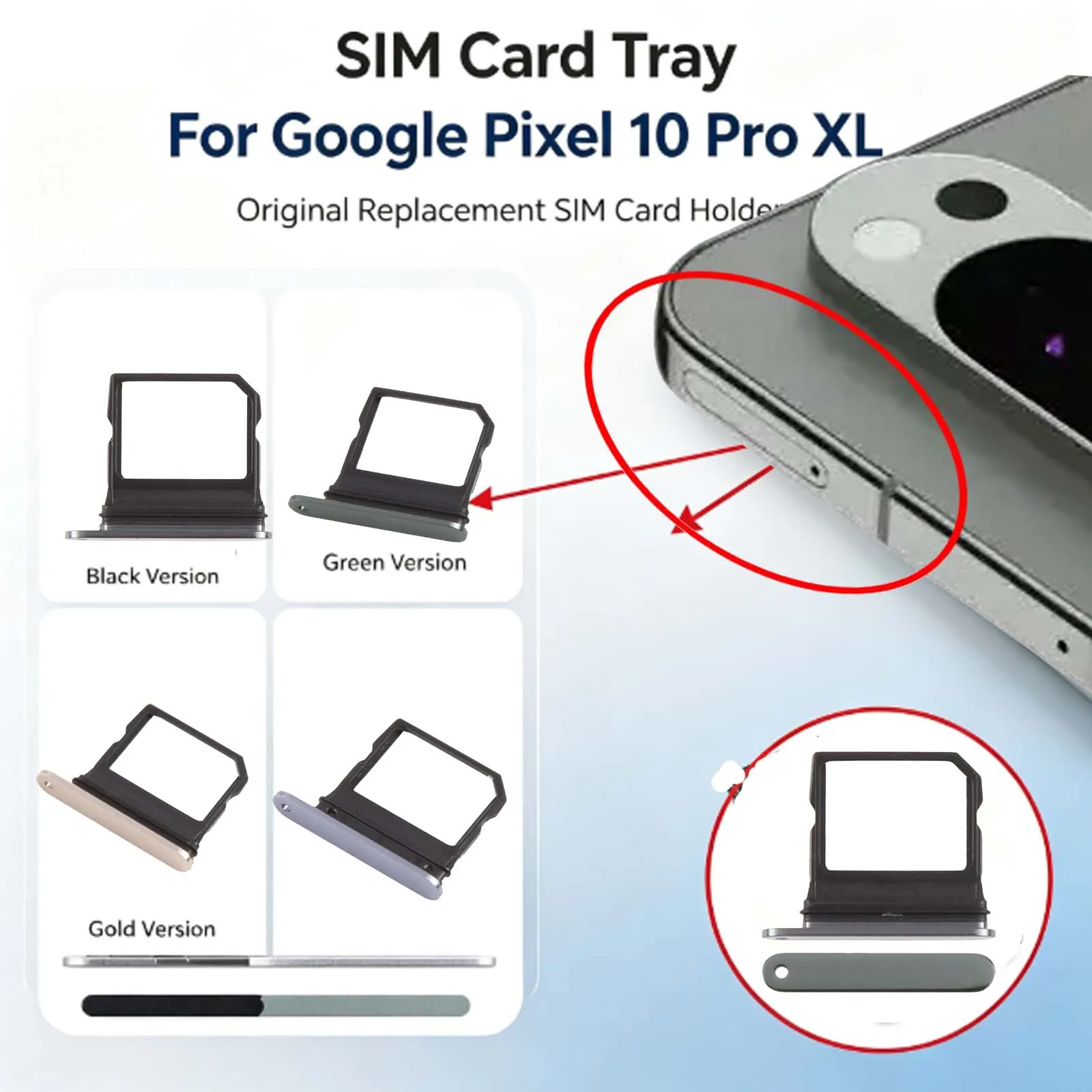 For Google Pixel 10 Pro XL SIM Card Tray Compatible with Various Models - Easy Installation SIM Eject Tool Included