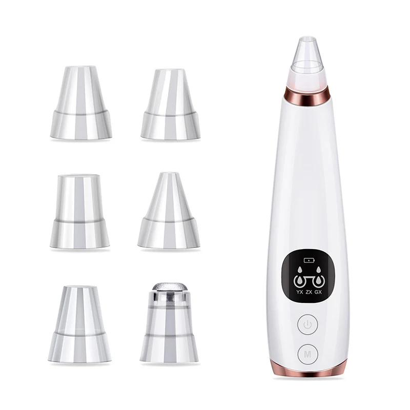 Rechargeable Blackhead Remover Vacuum with LCD Display, 3 Modes & 6 Suction Heads for Deep Facial Cleansing