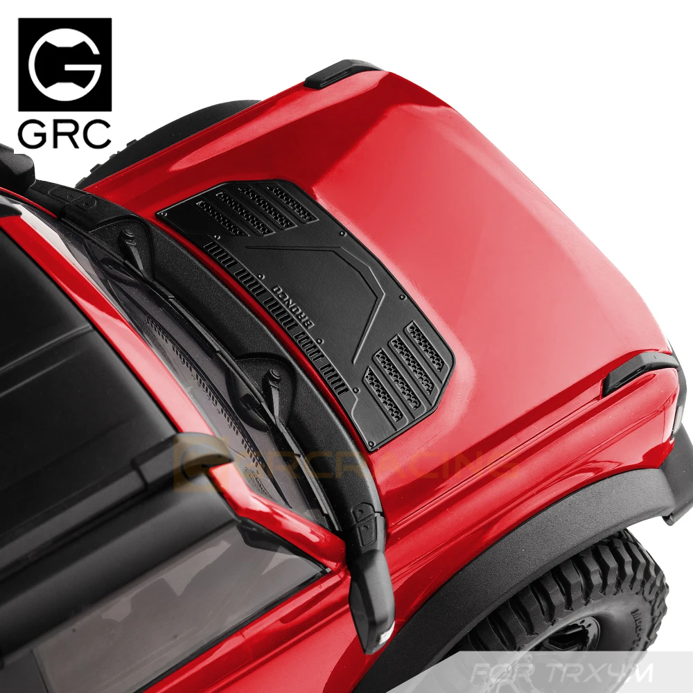 Decorazione del cofano Simulazione in acciaio inossidabile in stile F Guscio per auto Foglio protettivo in metallo G179fs per 1/18 Traxxas Trx-4m Bronco Trx4m