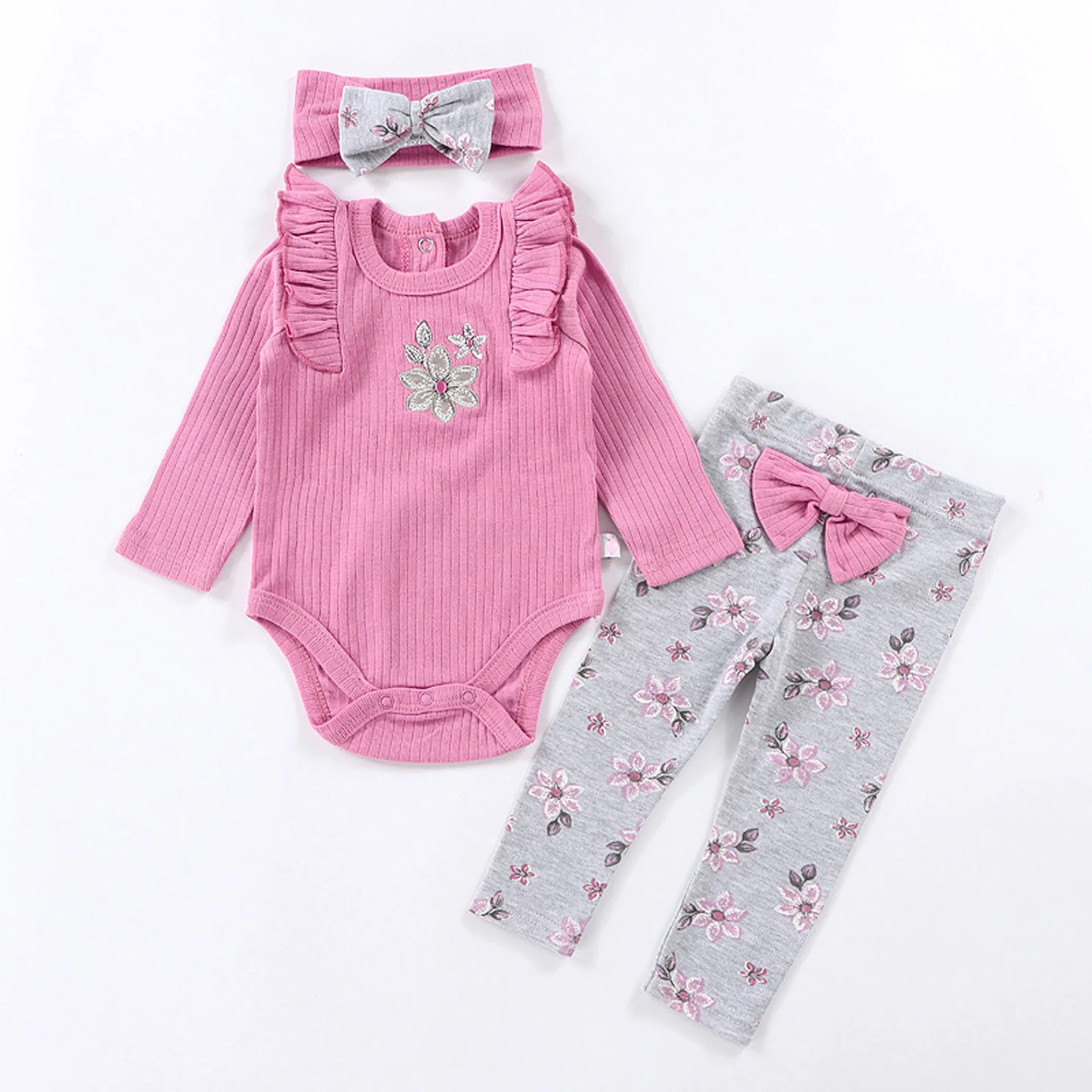 Somenie New‑Arrival Spring & Autumn Baby Clothes Set, Round Neck Long‑Sleeve Animal Pattern Infant Bodysuit Outfit