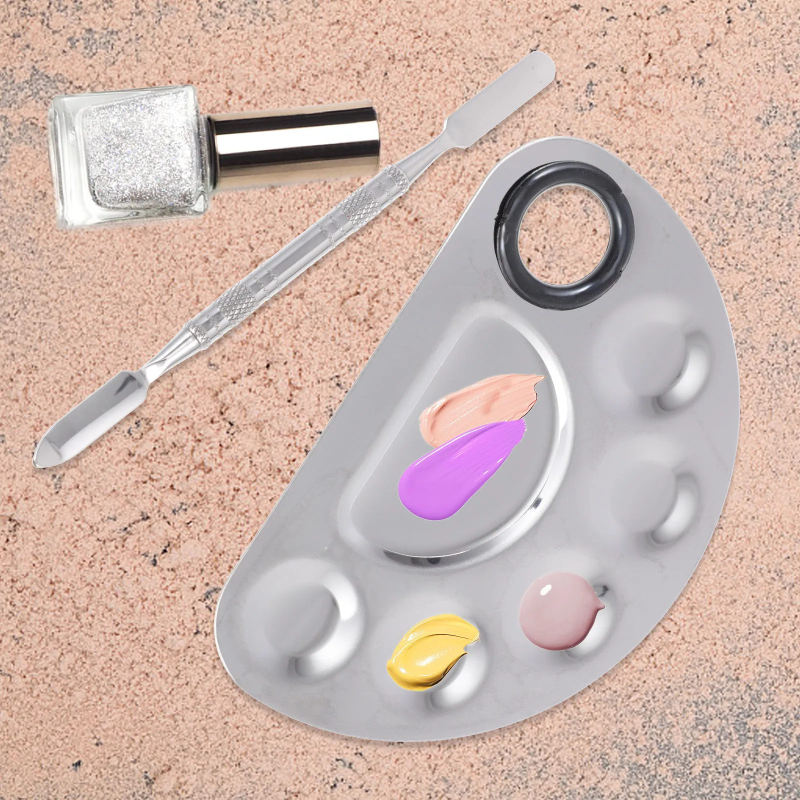 

3 set Stainless Steel Color Mixing Board For Nail Art Makeup Palette Foundation Display Paint Mixing Reusable Durable