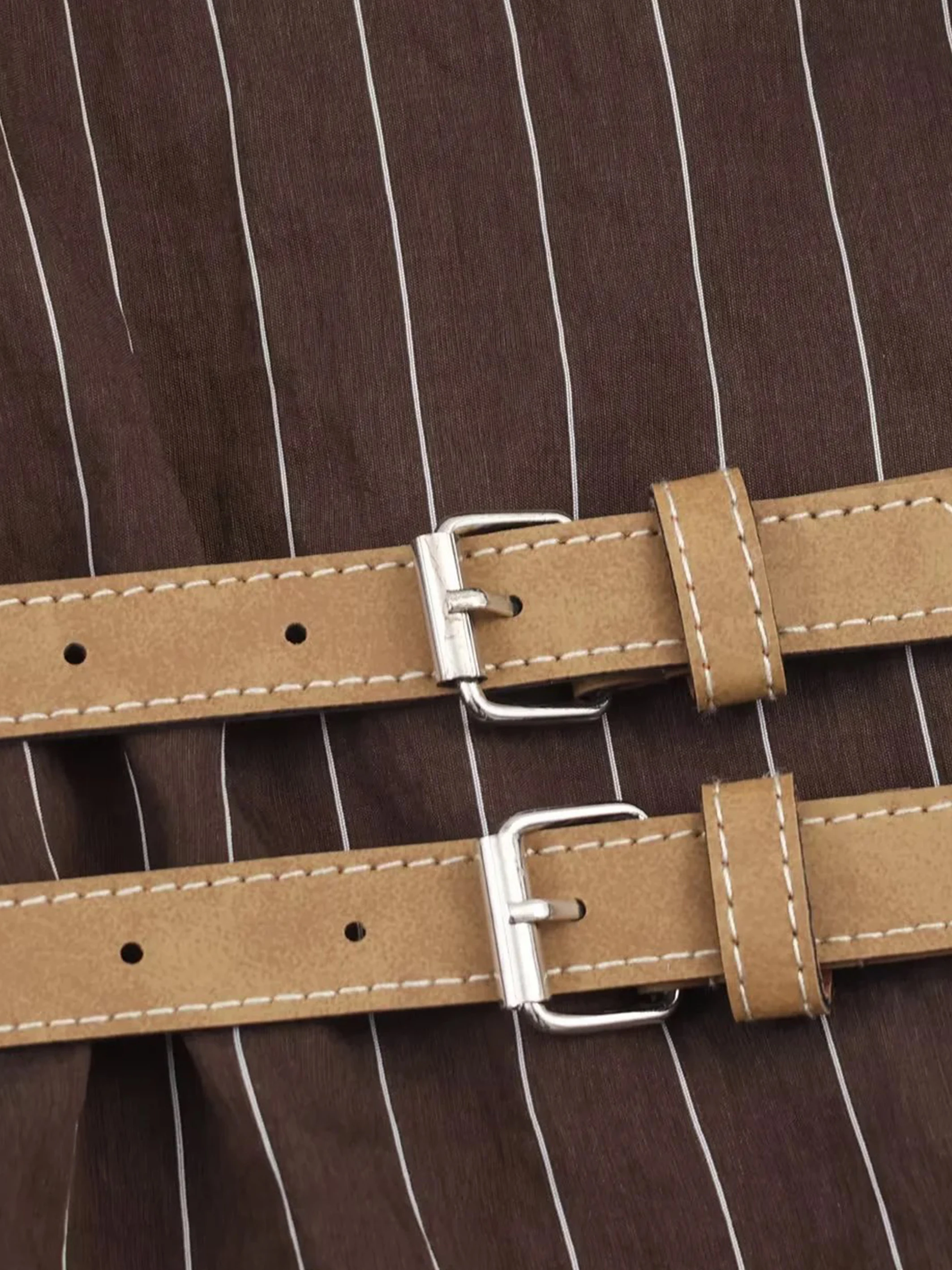 女性の新しいシャツ秋スタイルストライプ長袖シャツウエストバックル装飾ルーズカジュアルファッション多用途