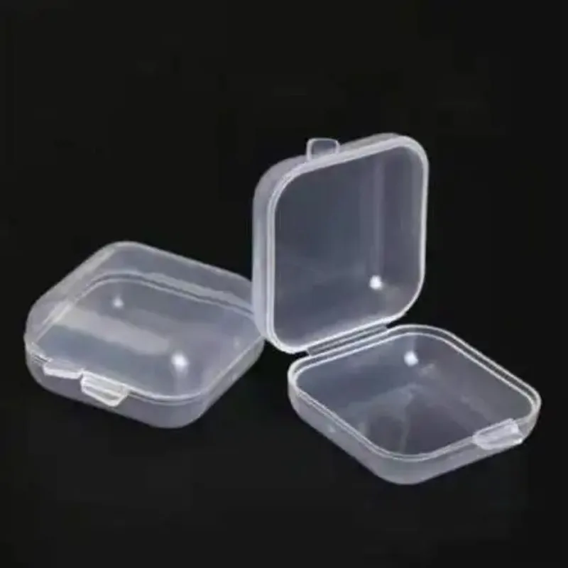 Plastic Earplug Box Mini PP Square Fish Hook Component Storage Box Single Grid Covered Transparent Box