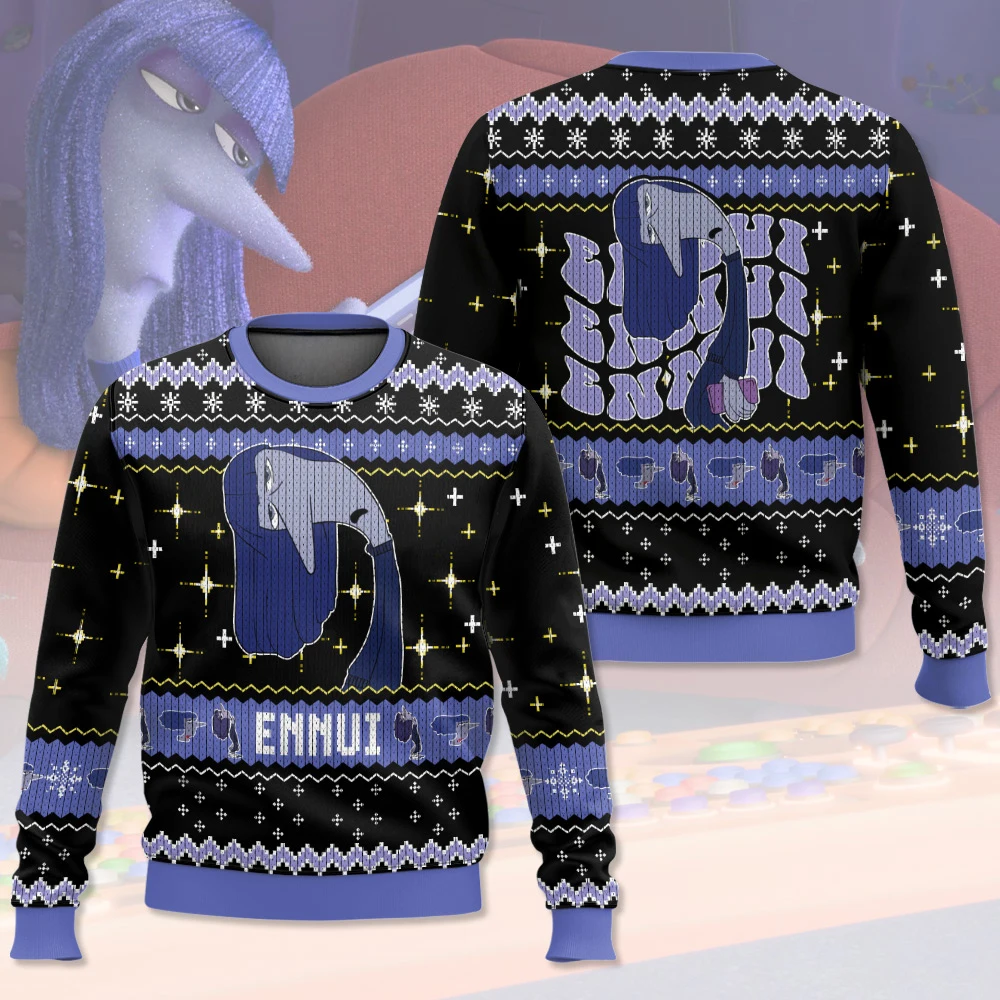 

Inside Out Ennui Ugly Christmas Sweater Funny Holiday Party Pullover Warm Cozy Plus Size Sweater for Men Women Xmas Gift 2026