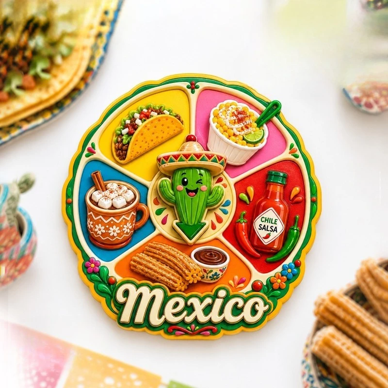Mexico Cactus Compass Fridge Magnet - Whimsical 3D Desert Souvenir Unique North American Gift for Travel & Boho Decor