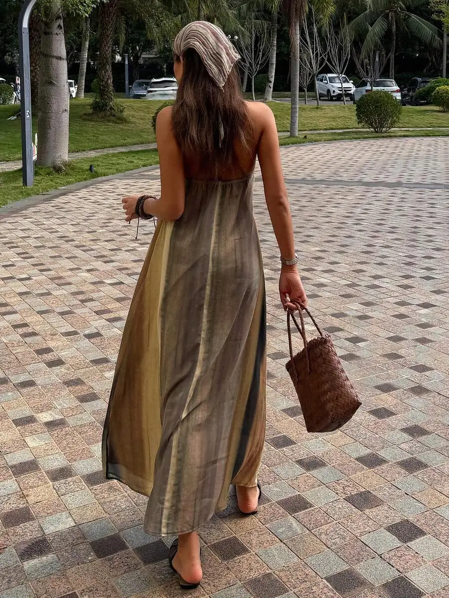 

Beaded Tie Dye Maxi Sundress For Women Vacation Dress