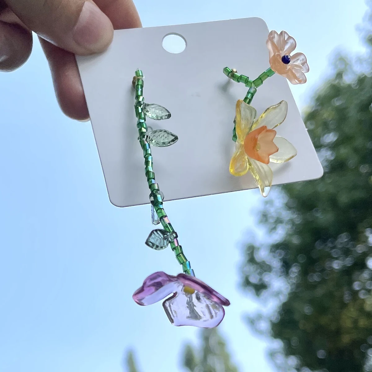 ZAA Multi-color Resin Flower Leaf Beaded Necklaces Mismatched Pastoral Cute Earrings Necklaces Set Elegant Decoration Party Gift