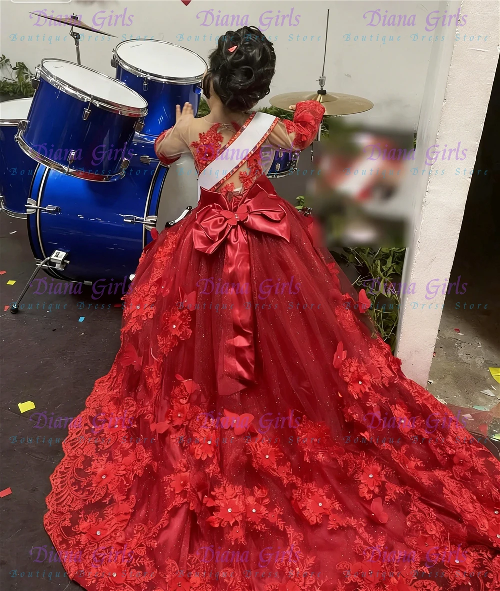 

Качественное, великолепное платье для девочки-цветочницы, красное, из пышного фатина с кружевными аппликациями, для свадьбы, дня рождения, первого причастия, праздничные платья