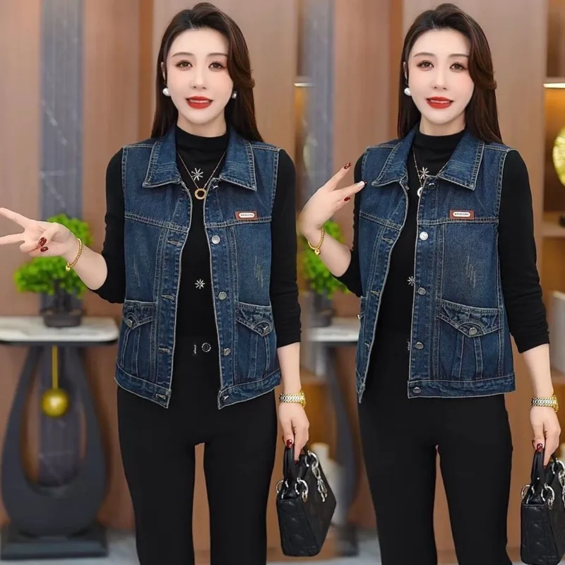 2026 Spring New Casual Denim Vest Women's Thin and Versatile Temperament Foreign Style Short Small Vest